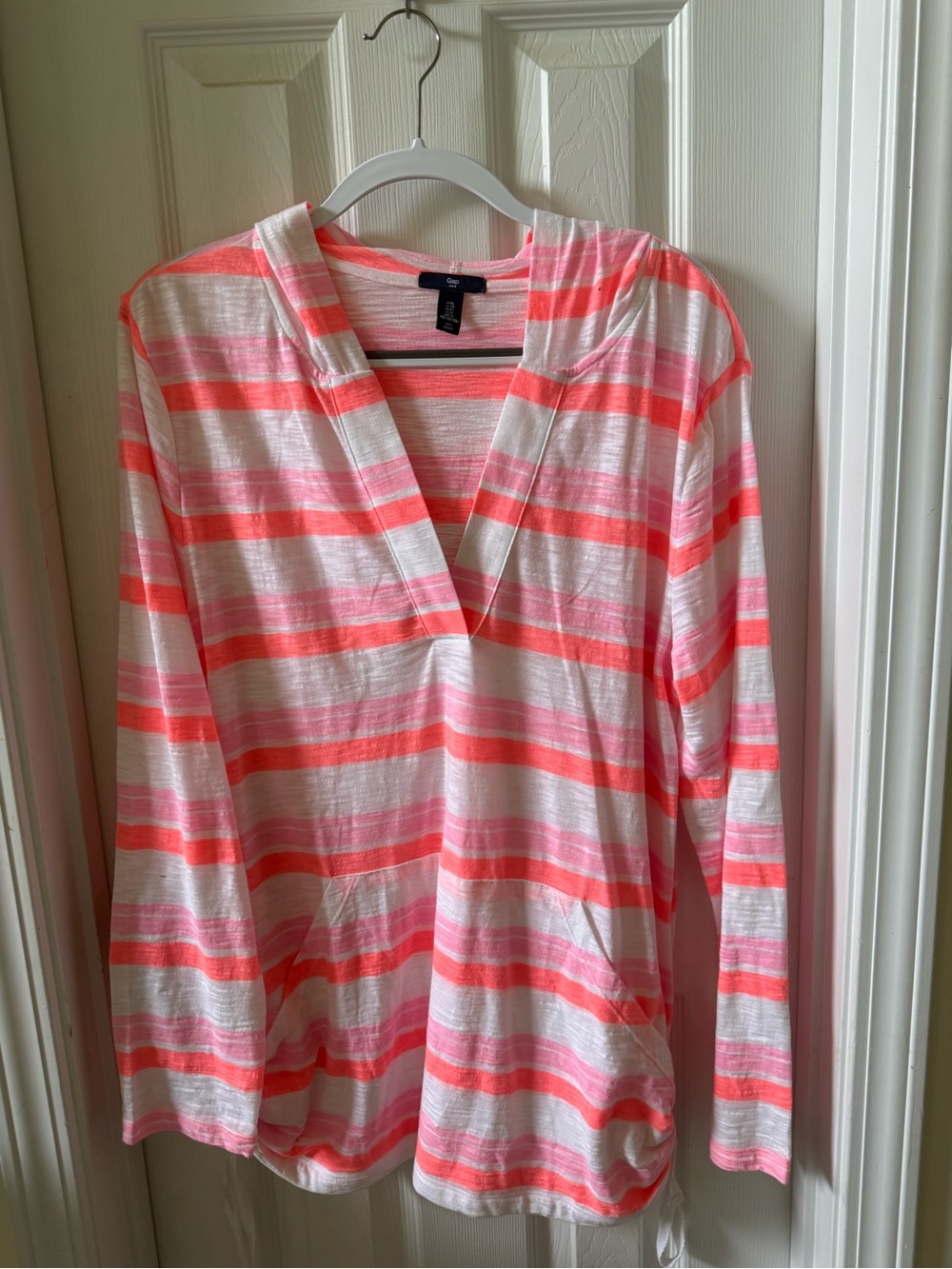 GAP Pink & Coral Striped Hooded Tunic